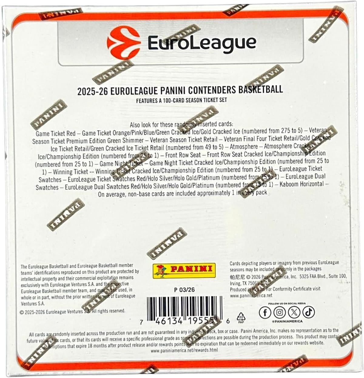 2025-26 Panini Contenders EuroLeague Basketball Hobby Mega Box