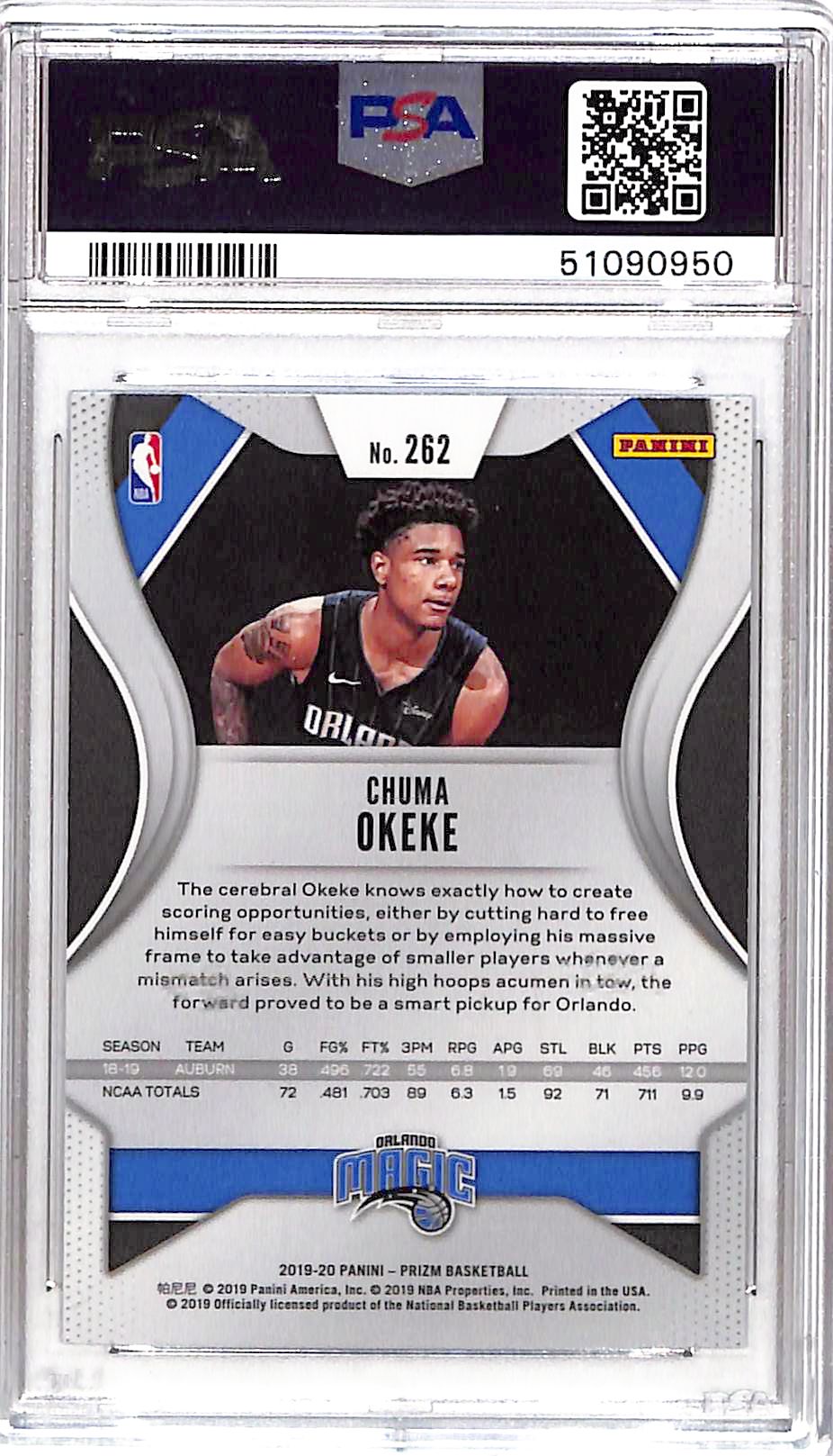 2019 Panini Prizm Chuma Okeke #262 PSA 10