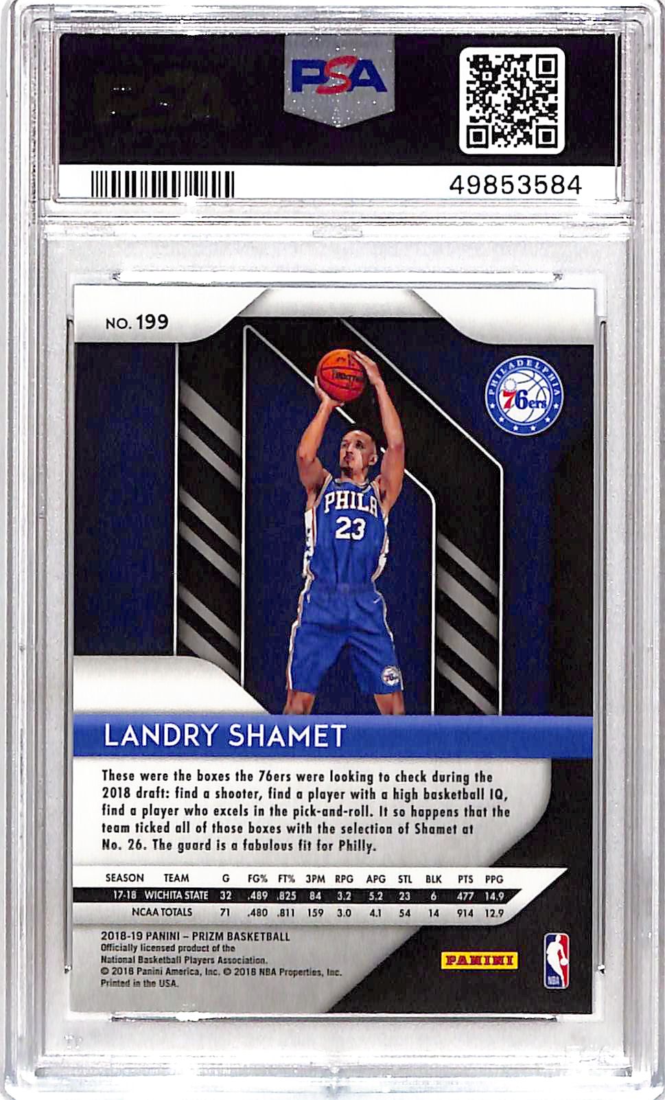 2018 Panini Prizm Landry Shamet #199 PSA 10