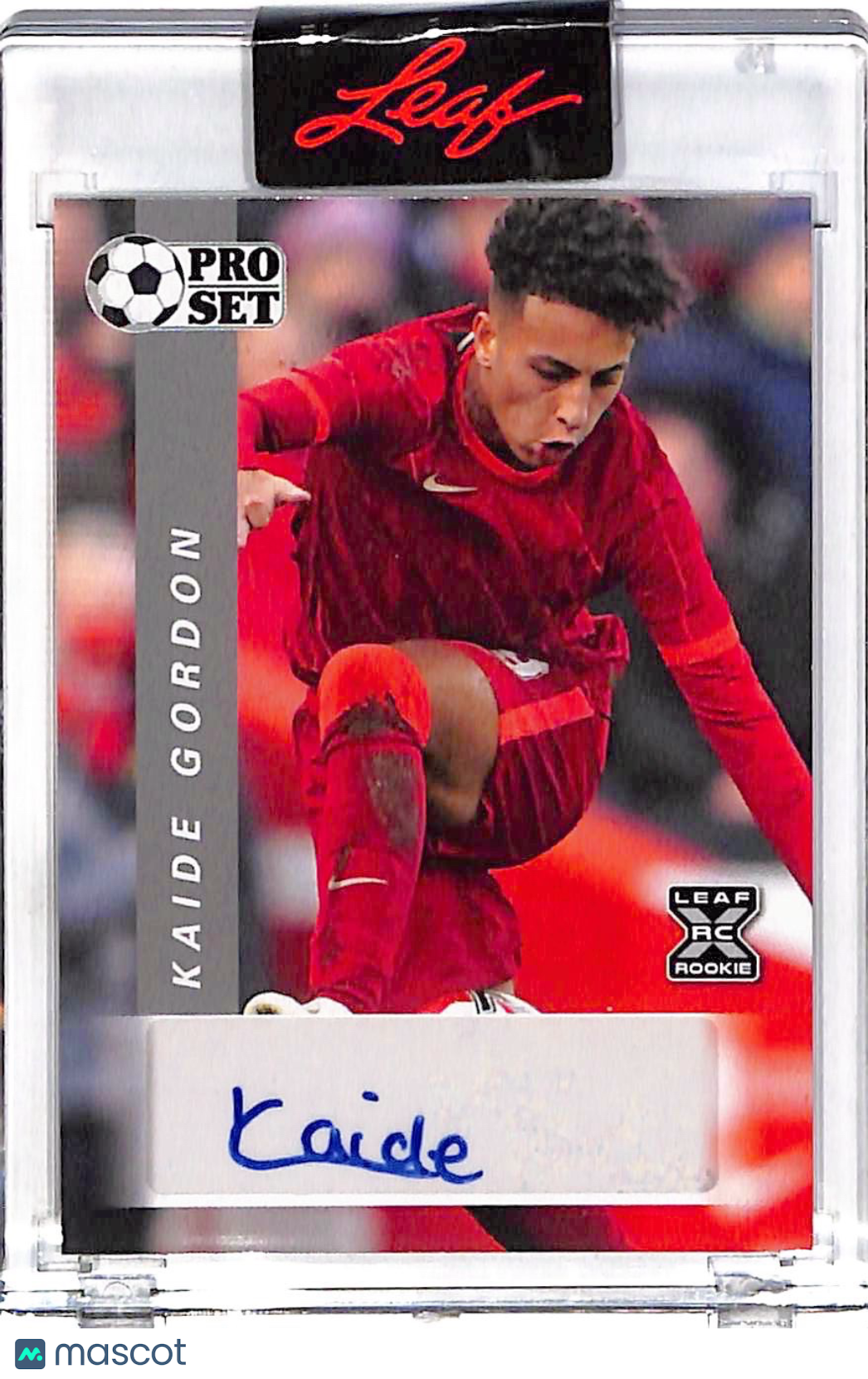 2022 Leaf Pro Set Soccer Kaide Gordon Rookie Autograph RC #PS-KG1 Liverpool FC