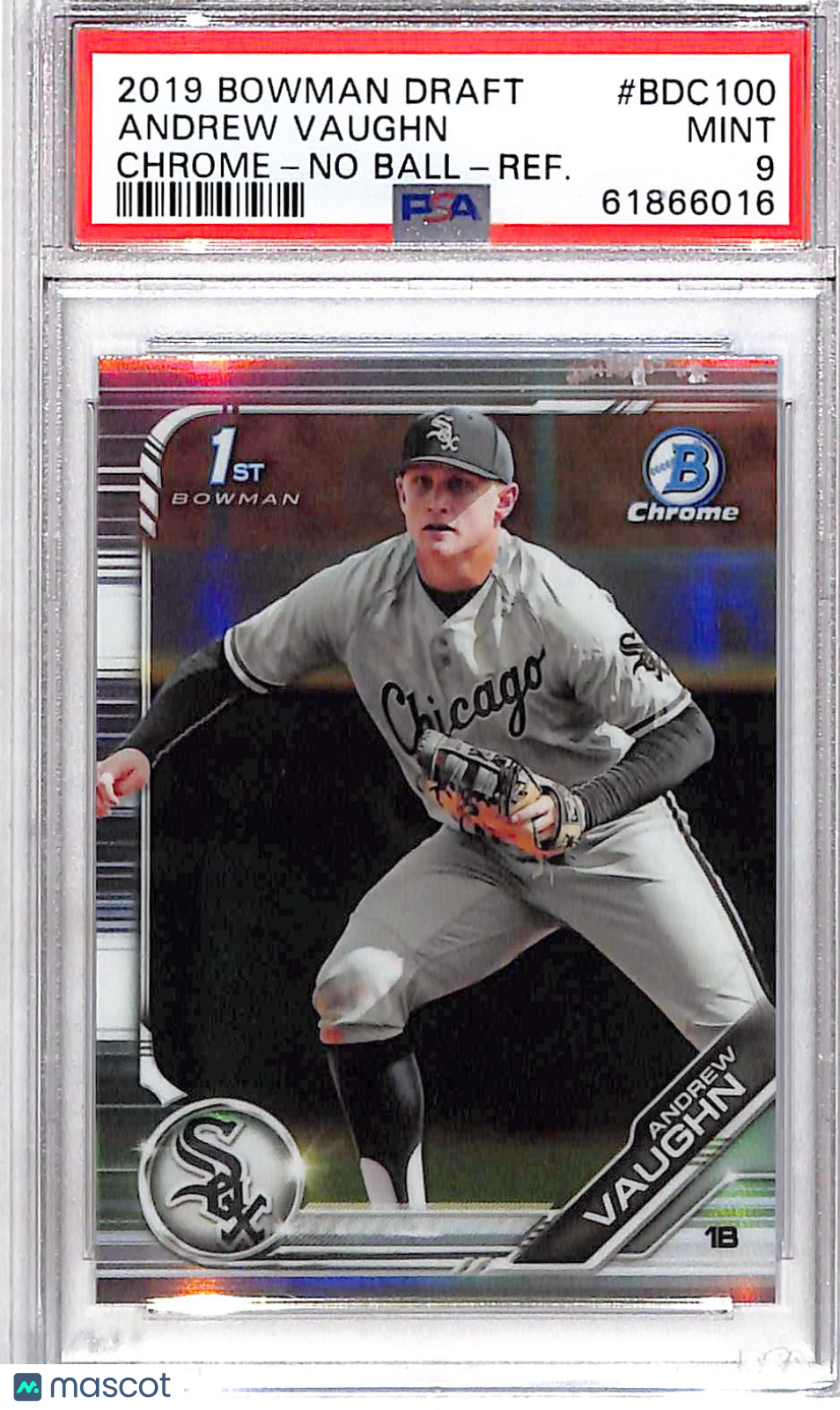 2019 Bowman Draft Andrew Vaughn #BDC100 Chrome No Ball Refractor PSA 9