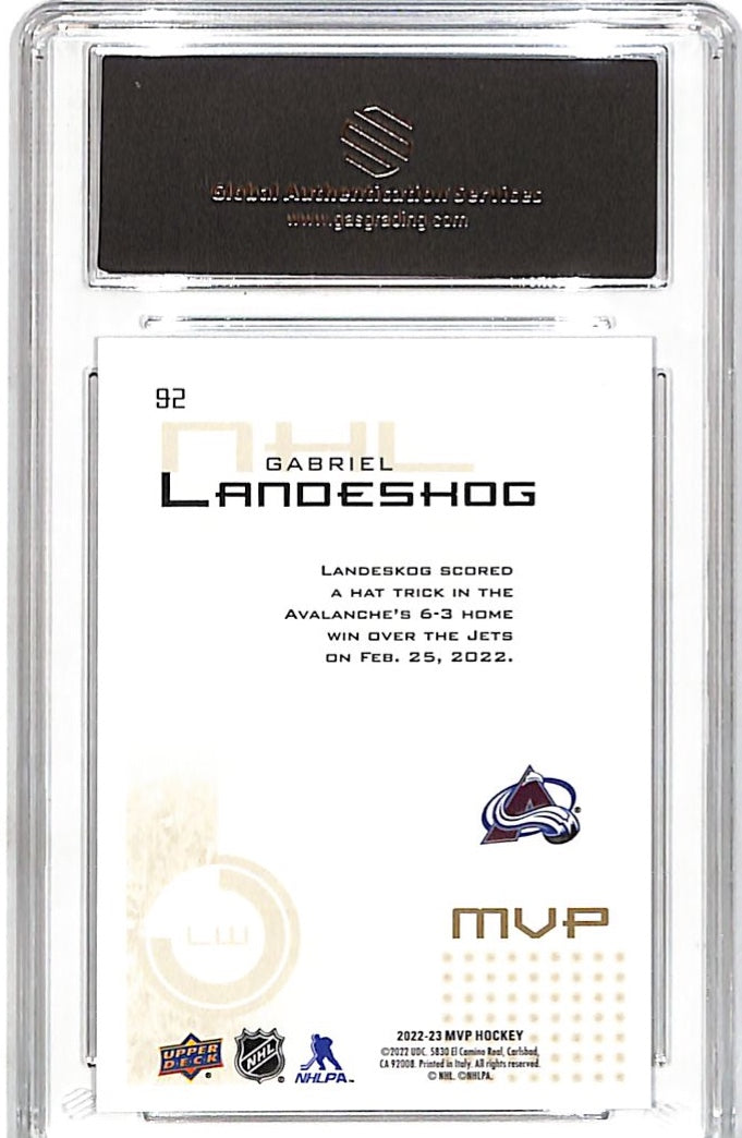 2022-23 Upper Deck MVP Gabriel Landeskog Gold Script #92 GAS 9.5 Avalanche