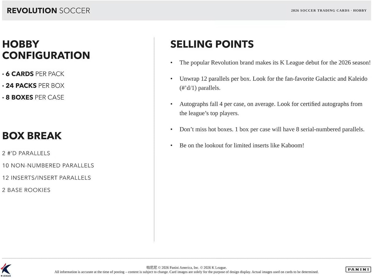2025-26 Panini Revolution K League Soccer Hobby Box