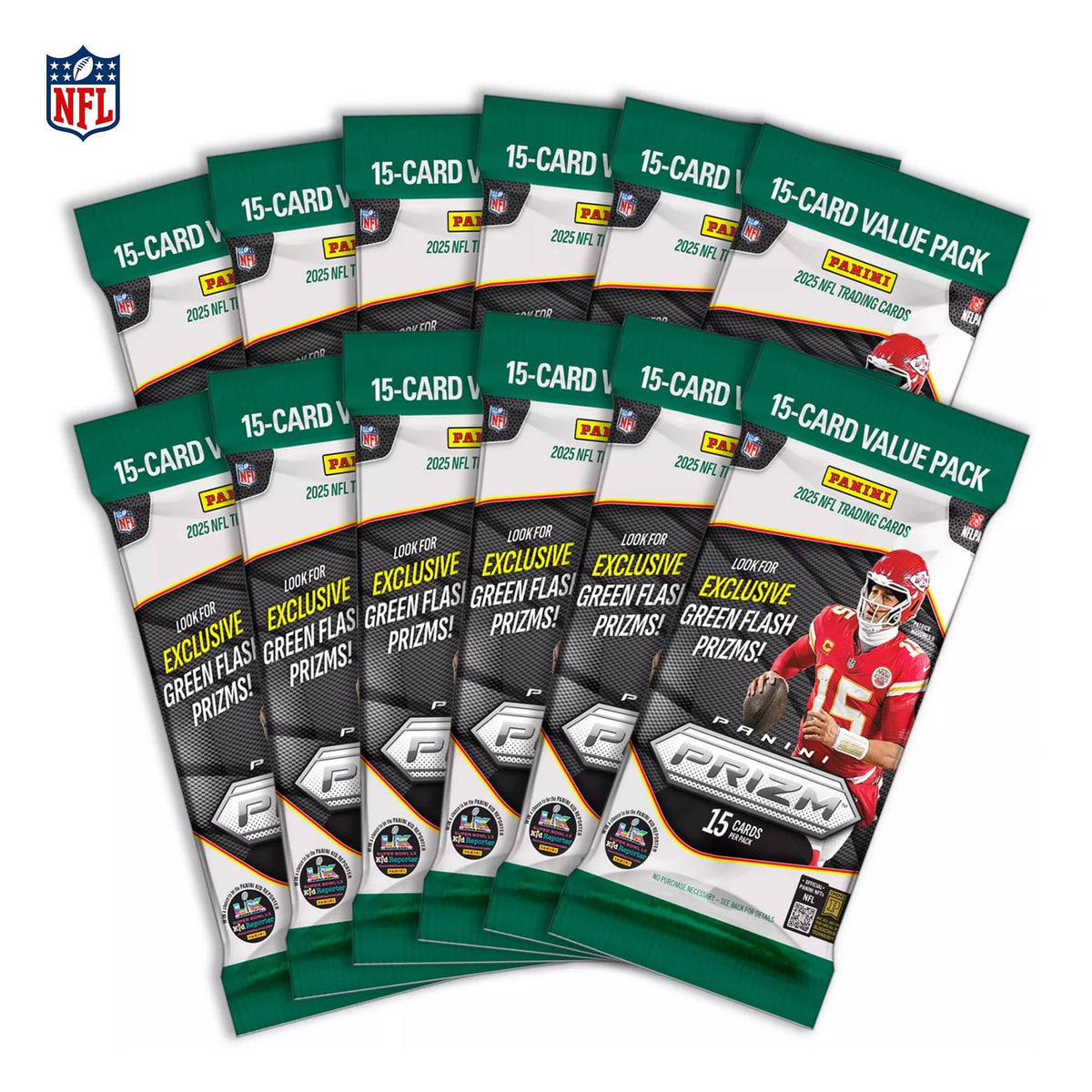 Panini America NFL 2025 Panini Prizm Fat Pack Trading Card Box | 12 Packs