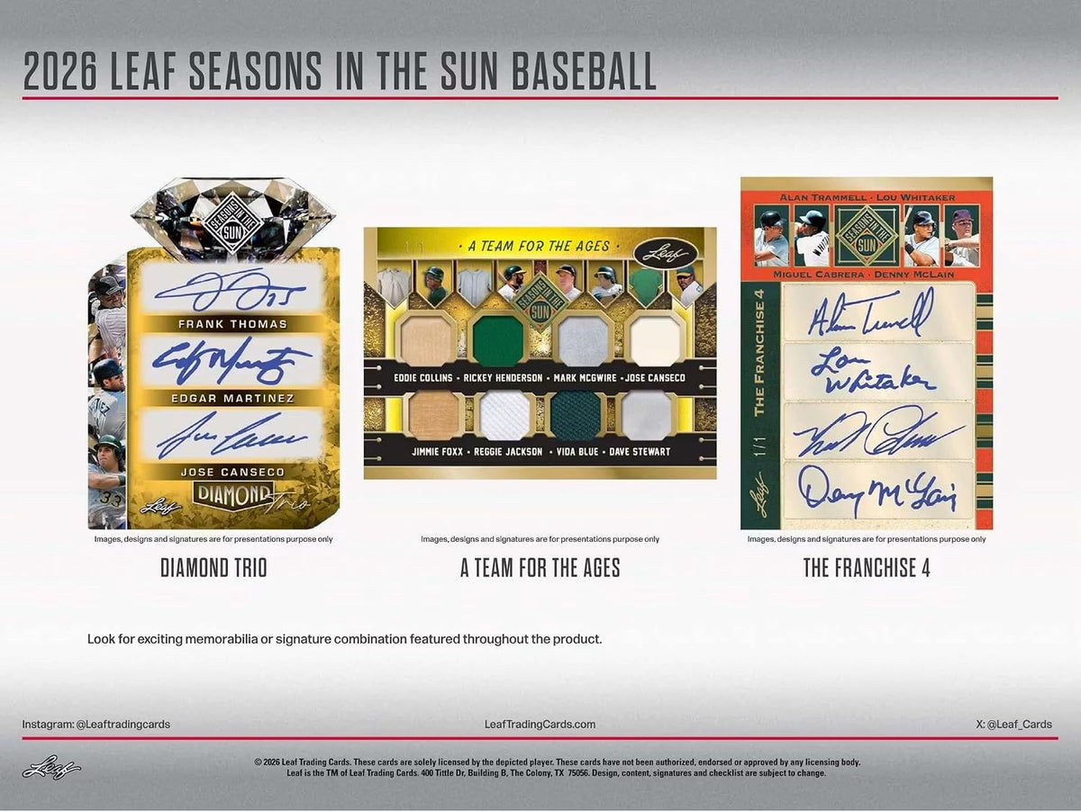 2026 Leaf Seasons in the Sun Baseball Hobby Box