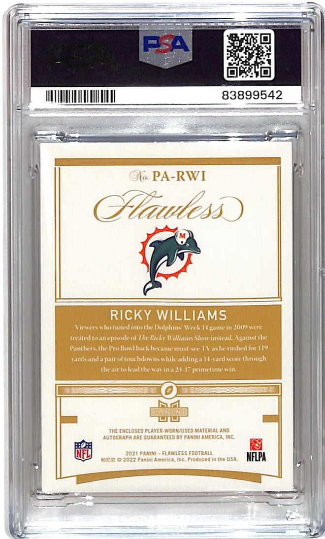 2021 Flawless Patch Auto Ricky Williams NFL Shield Platinum 1/1 PSA Authentic