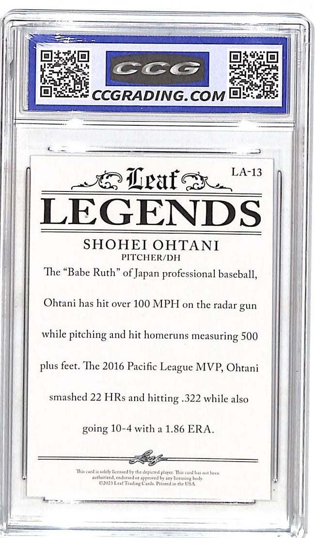 2023 Leaf Legends Shohei Ohtani Achievement Edition #LA-13 CCG 10 Los Angeles Dodgers