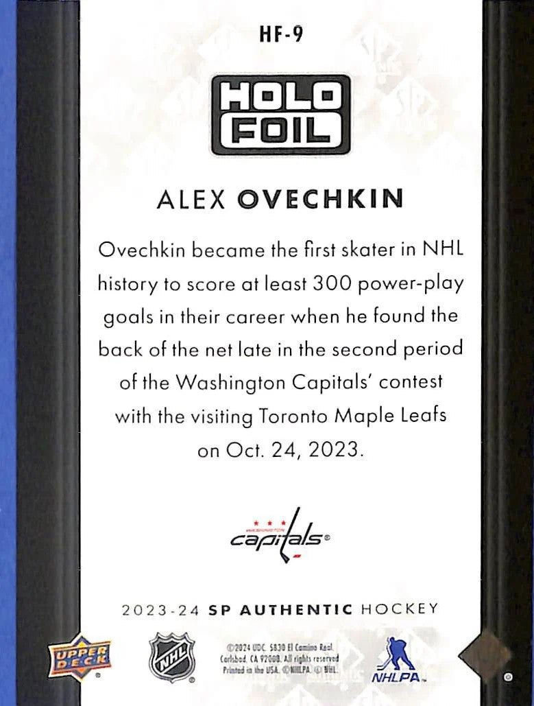 2023-24 SP Authentic Alex Ovechkin Holo Foil HF-9 Capitals