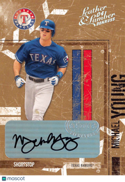 2004 Donruss Leather & Lumber Michael Young Auto Autograph /50 #145 Rangers