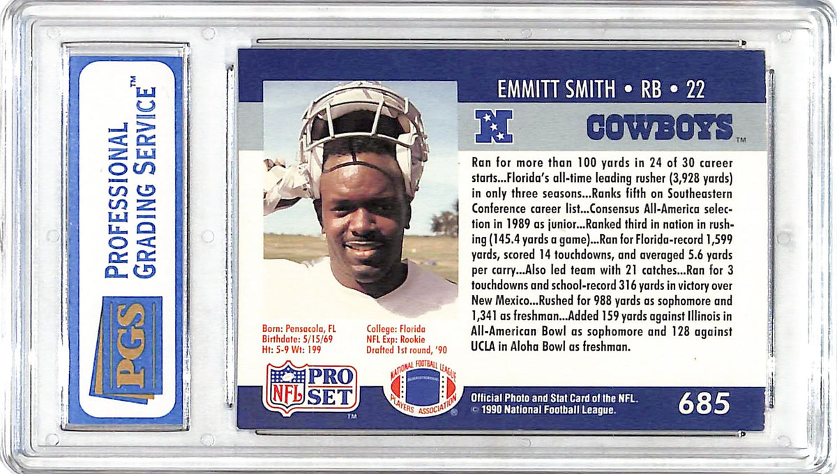 1990 Pro Set Emmit Smith Rookie #685 Pro Grading 7.5 Dallas Cowboys