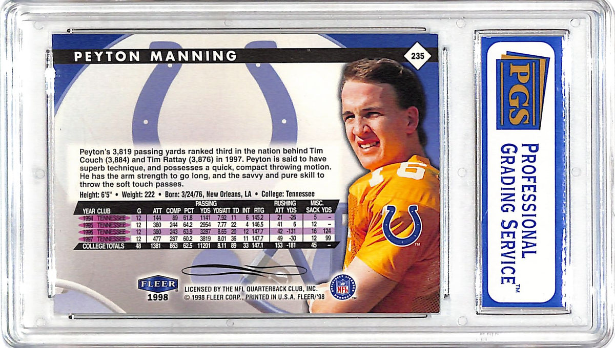 1998 Fleer Peyton Manning Rookie #235 Pro Grading 7.5 Indianapolis Colts