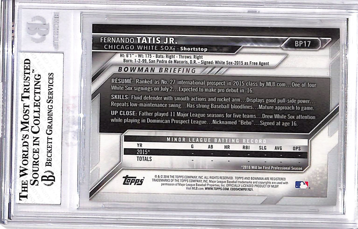 2016 Bowman Prospects Fernando Tatis Jr. #BP17 BGS 7.5