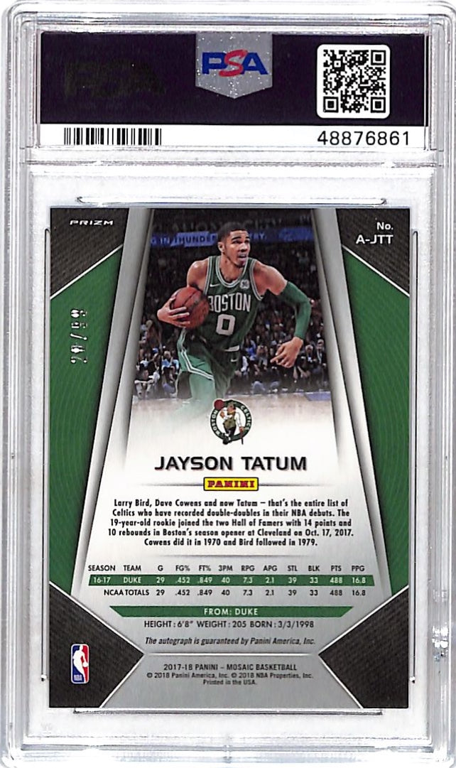 2017 Panini Prizm Mosaic Autograph Jayson Tatum /99 Rookie #A-JTT PSA 9 Celtics