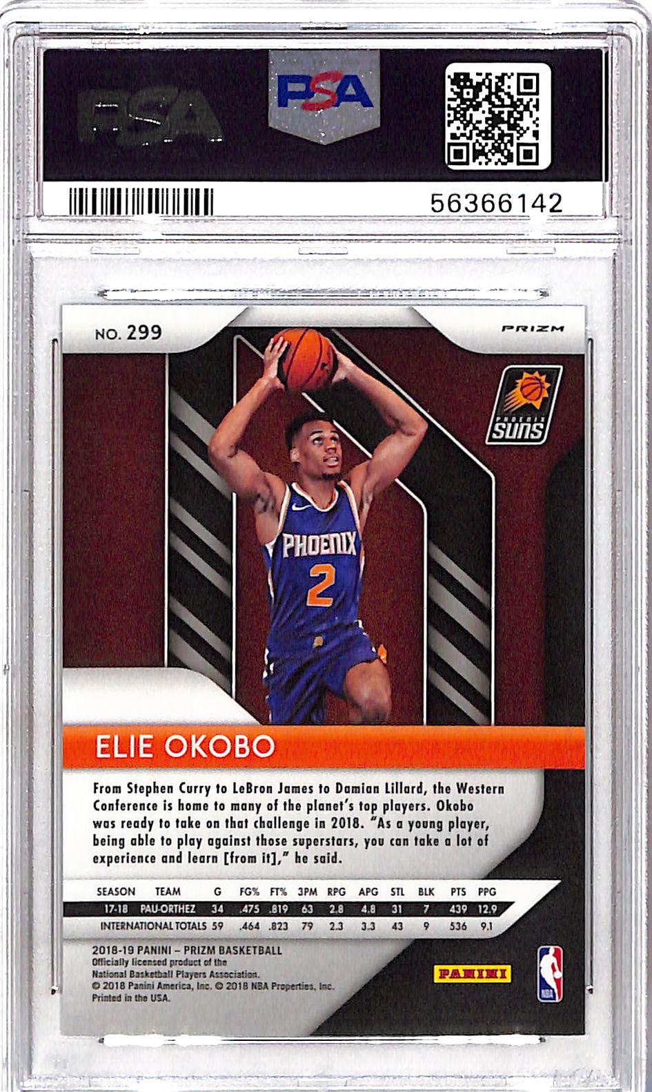 2018 Panini Prizm Elie Okobo #299 Silver PSA 9