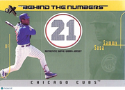 2003 Fleer E-X Behind the Numbers Sammy Sosa /199 Game-Worn Patch #BTNGU-SS Cubs
