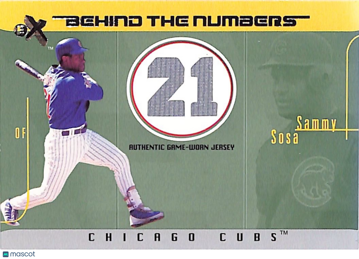 2003 Fleer E-X Behind the Numbers Sammy Sosa /199 Game-Worn Patch #BTNGU-SS Cubs