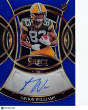 2025 Panini Select Savion Williams Blue Rookie Auto /149 #RSI-SWS Packers