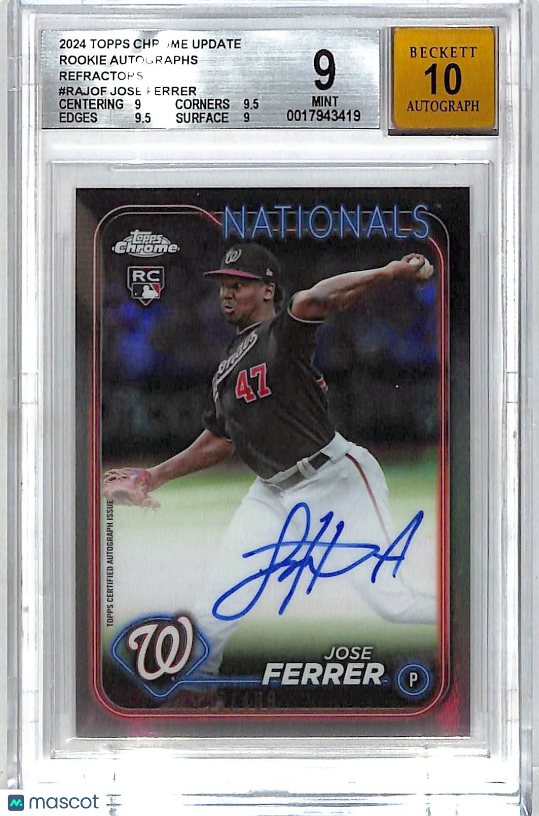 2024 Topps Chrome Jose Ferrer Rookie Autograph Refractor /499 #RA-JOF BGS 9