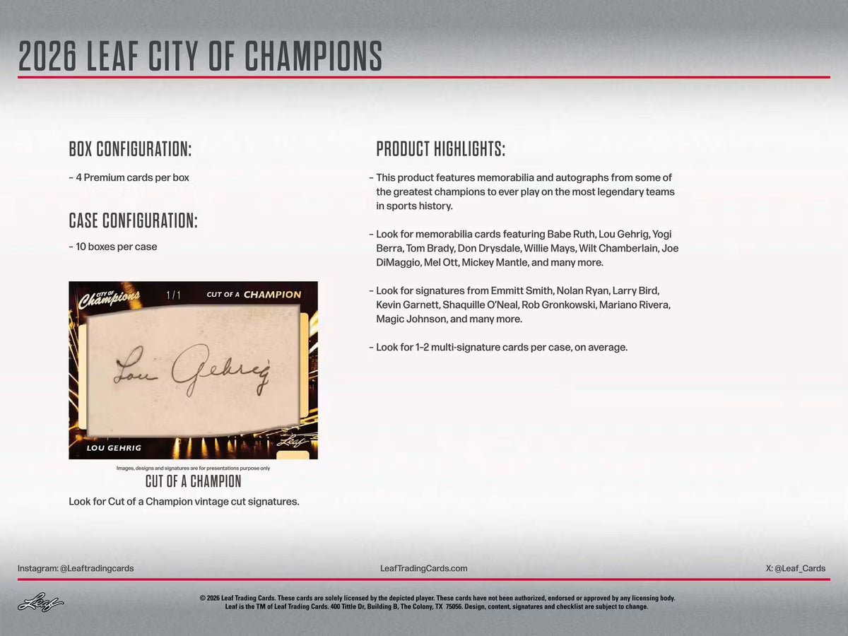 2026 Leaf City of Champions Box