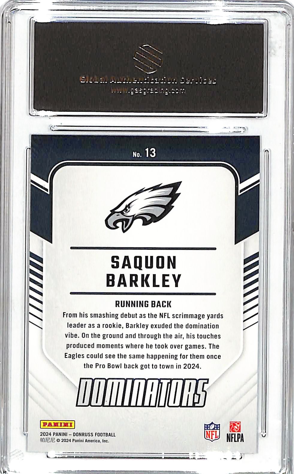 2024 Panini Donruss Saquon Barkley Dominators #13 GAS 9.5 Philadelphia Eagles