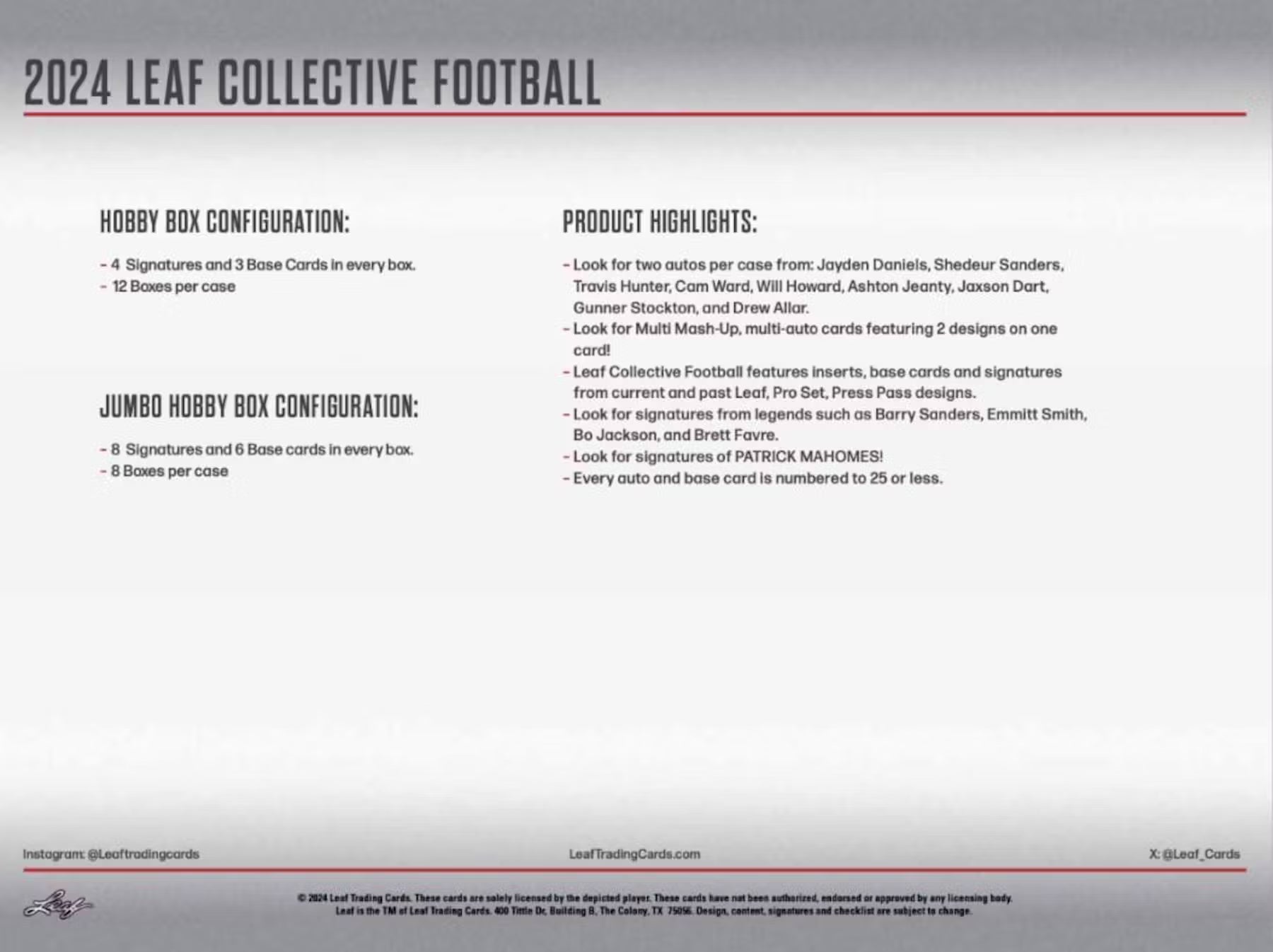 2024 Leaf Collective Football Hobby Box
