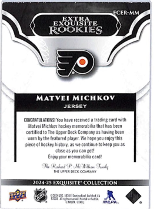 2024-25 Upper Deck Exquisite Collection Matvei Michkov /349 Rookie Patch Flyers