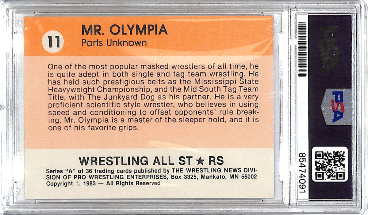 1983 Wrestling All-Stars Series A MR. Olympia Auto Autograph PSA Authentic