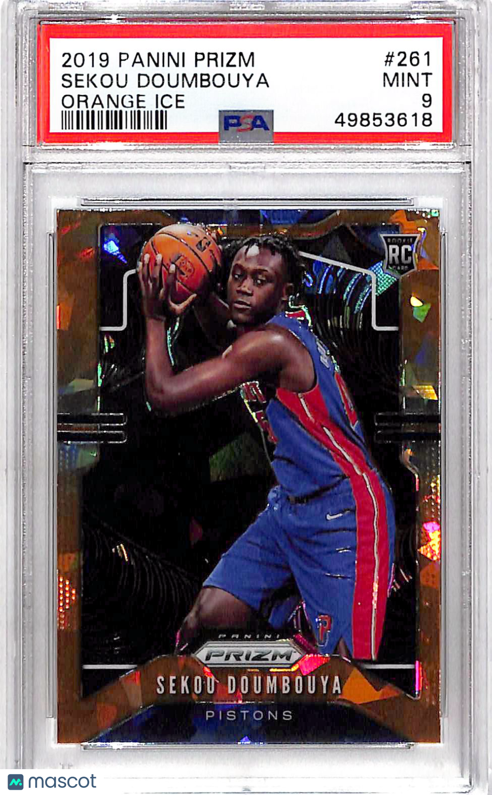 2019 Panini Prizm Sekou Doumbouya #261 Orange Ice PSA 9
