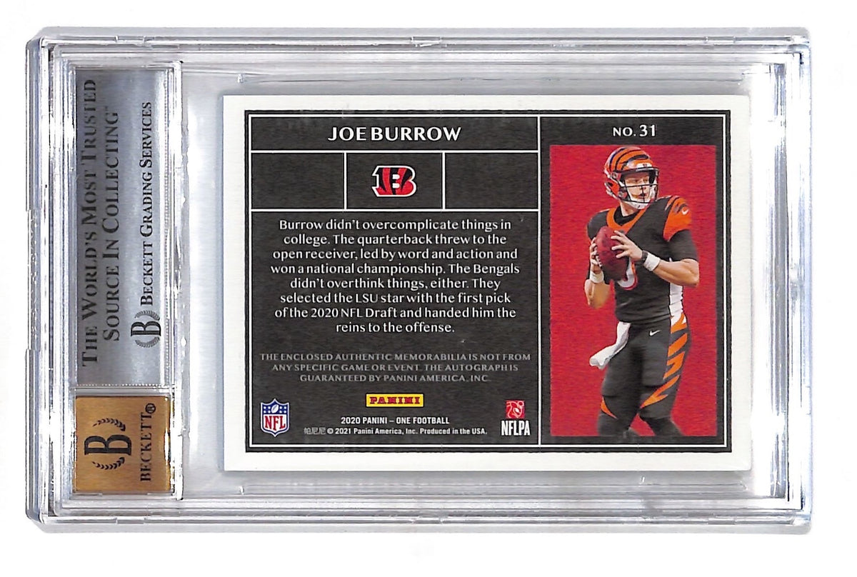 2021 Panini One Joe Burrow Blue Auto Patch Rookie RC #31 BGS 8.5 BAS Bengals
