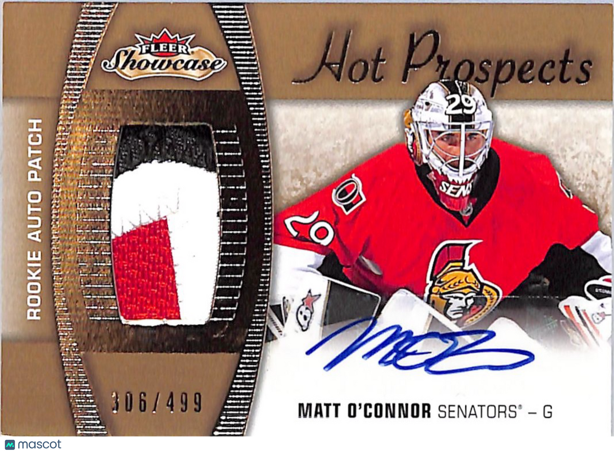 2015-16 Fleer Showcase Hot Prospects Matt O'Connor /499 Rookie Auto Patch #143