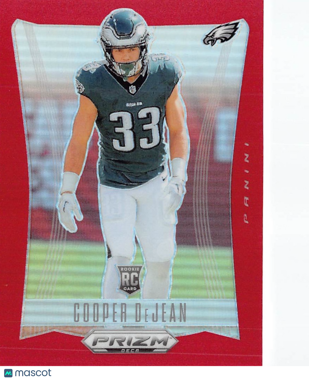 2025 Panini Prizm Deca Football Cooper DeJean Red /199 Rookie RC #243 Eagles