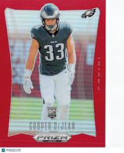 2025 Panini Prizm Deca Football Cooper DeJean Red /199 Rookie RC #243 Eagles