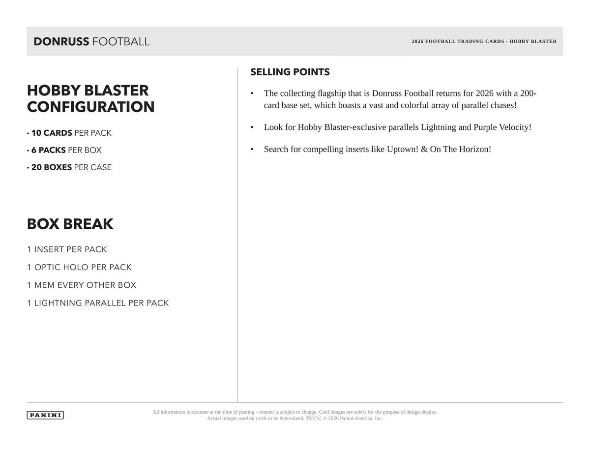 2026 Panini Donruss Football Hobby Blaster Box