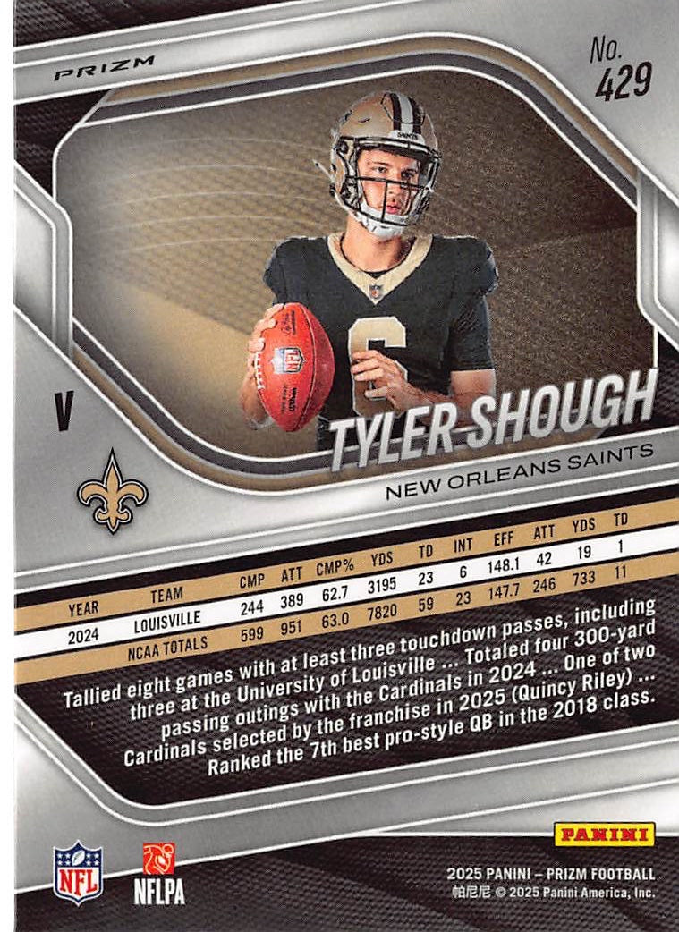 2025 Panini Prizm Tyler Shough Rookie RC #429 New Orleans Saints