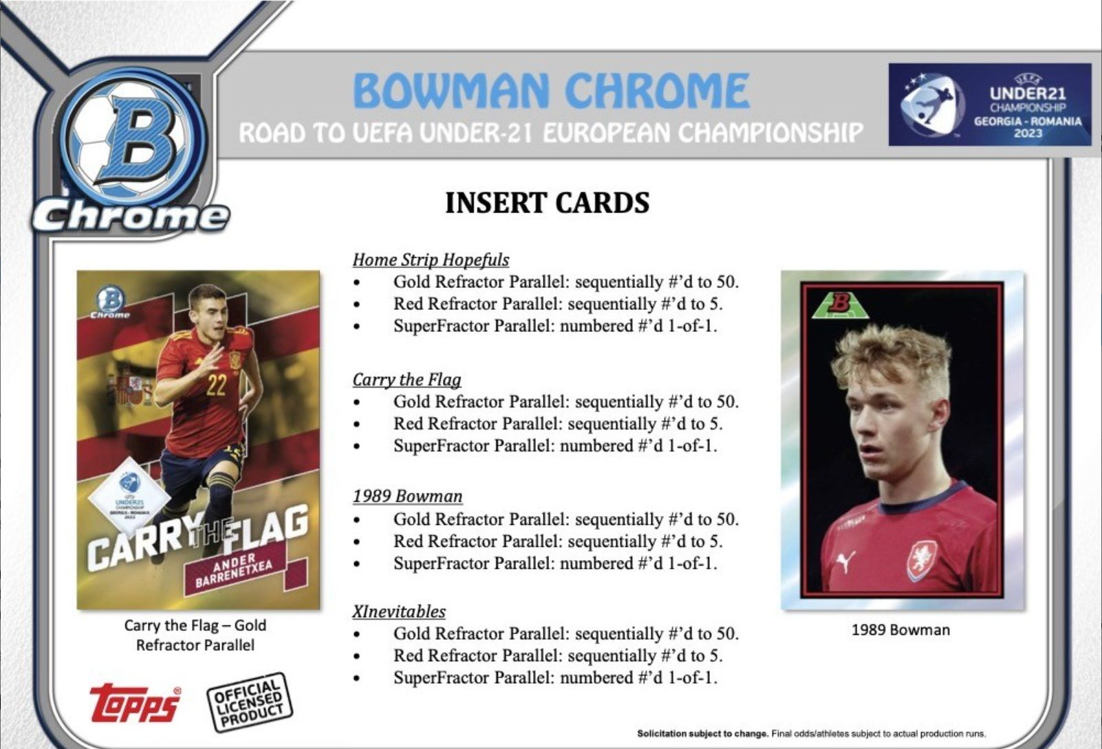 2022 Bowman Chrome Road to UEFA Under-21 European Championship Soccer Hobby Lit