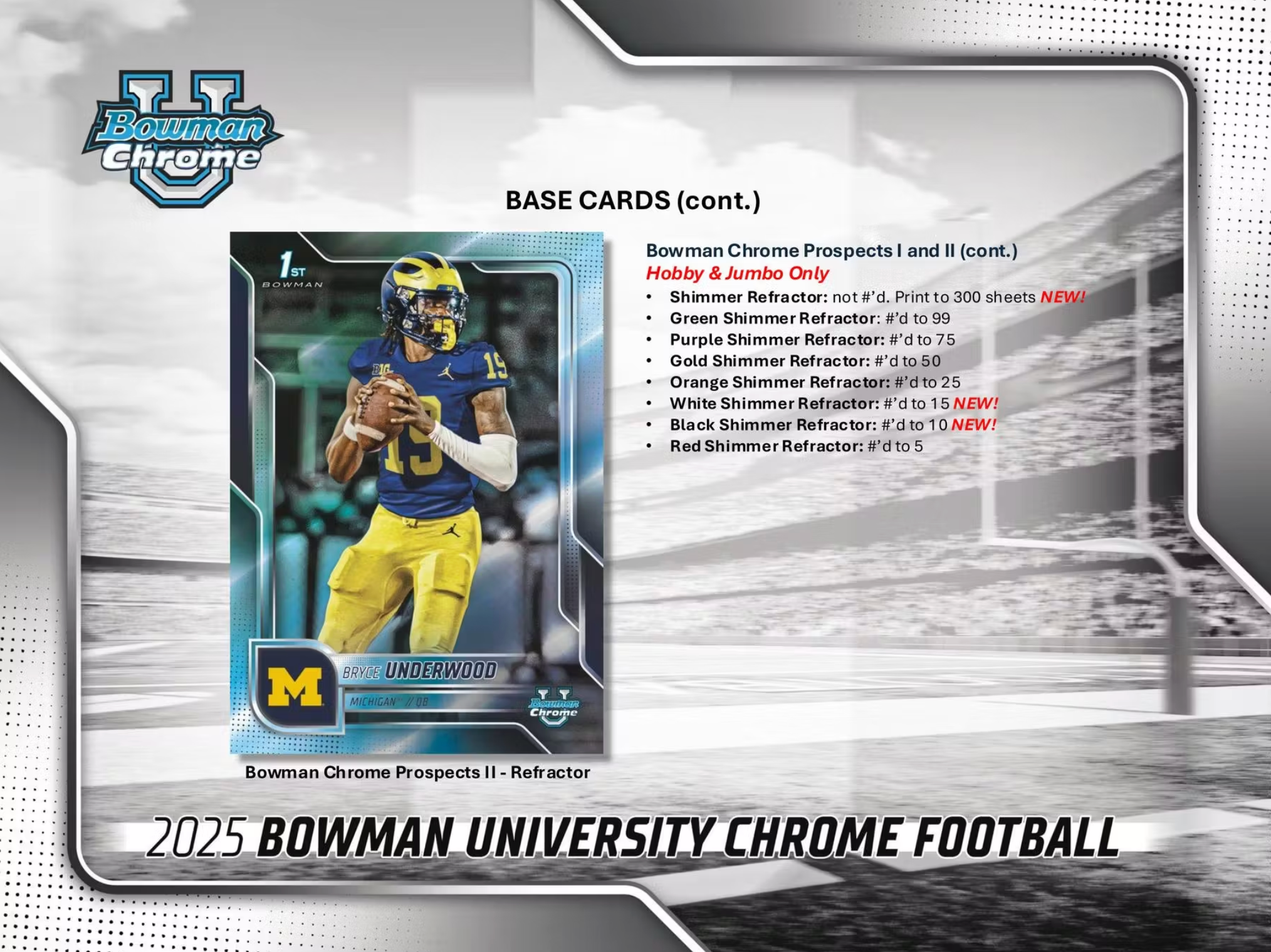 2025 Bowman University Chrome Football 7-Pack Blaster Box