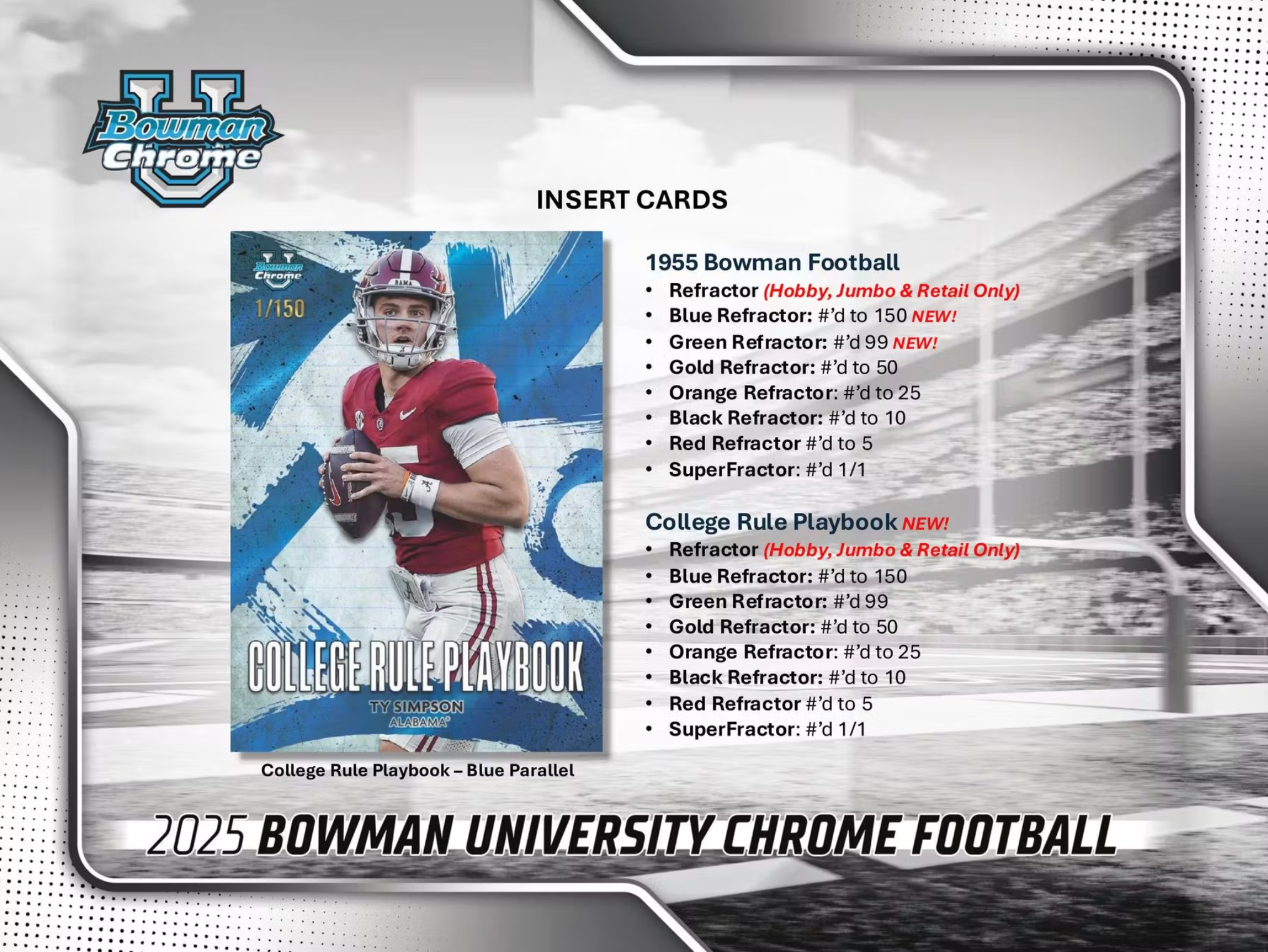 2025 Bowman University Chrome Football 7-Pack Blaster Box