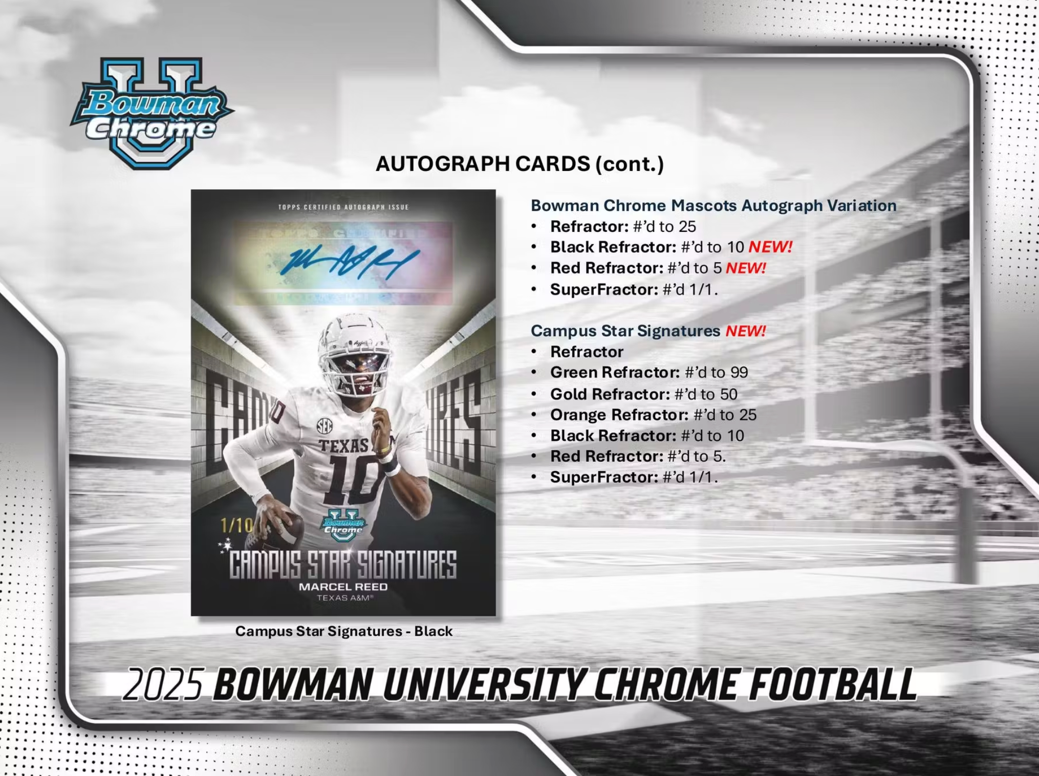 2025 Bowman University Chrome Football 7-Pack Blaster Box