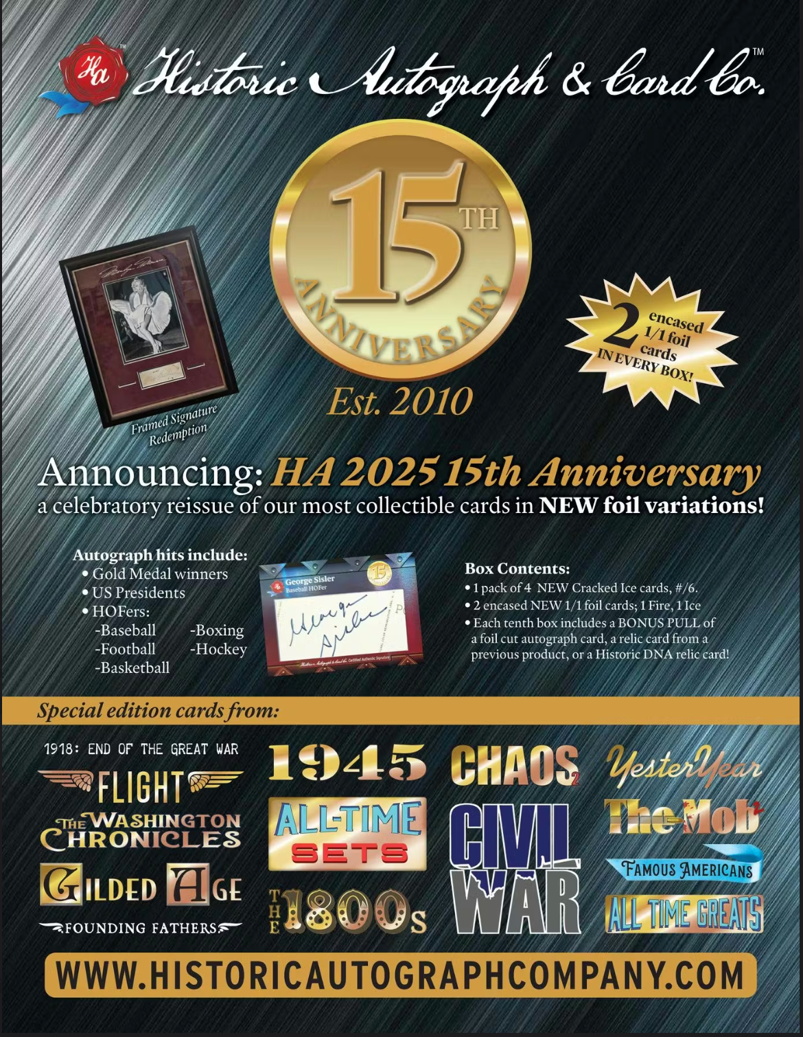 2025 Historic Autographs 15th Anniversary Hobby Box