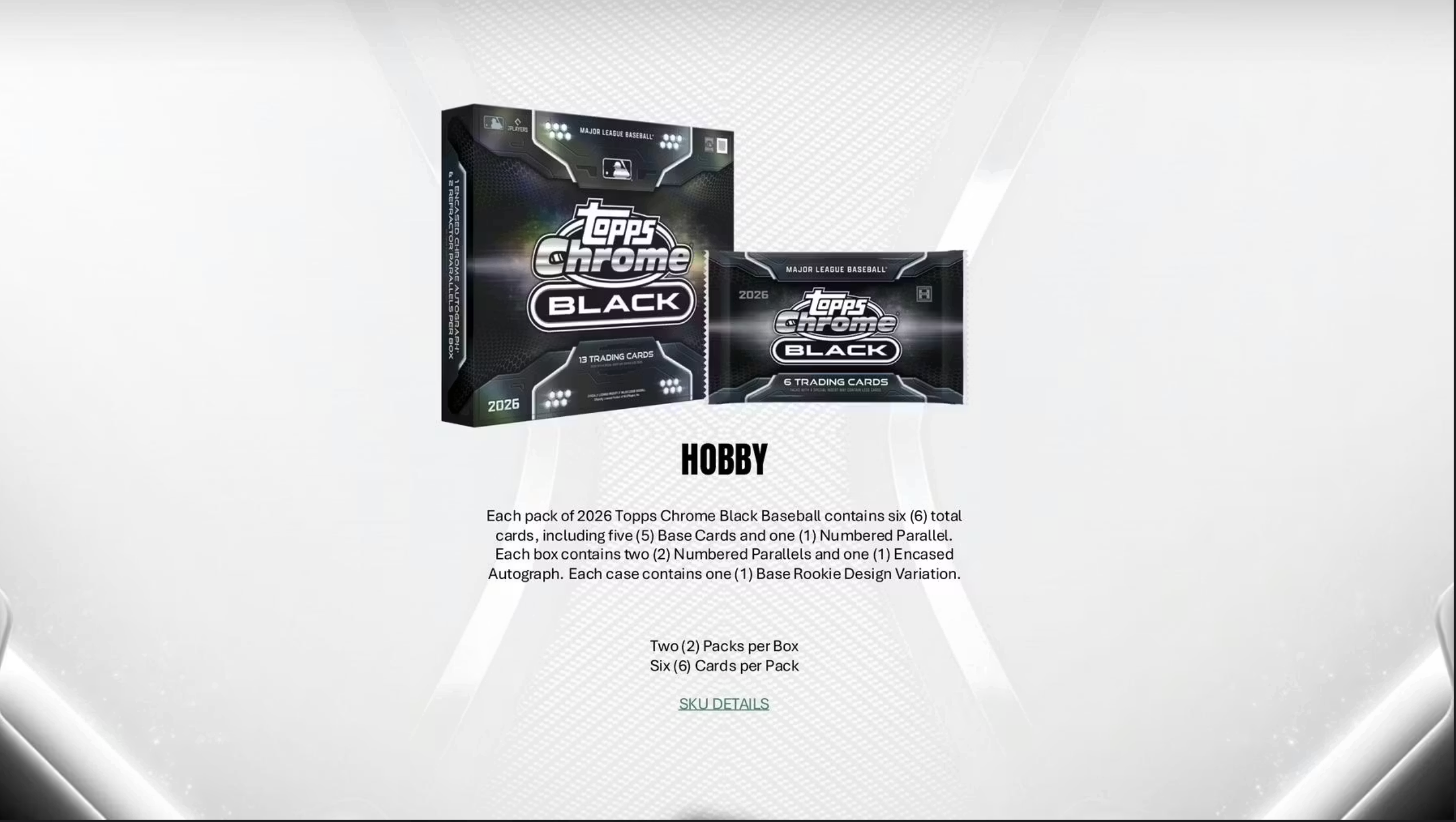2026 Topps Chrome Black Baseball Hobby Box