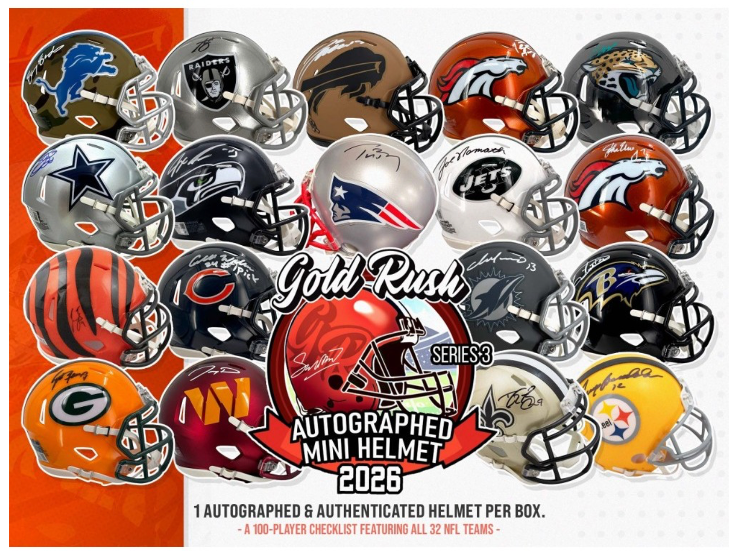 2026 Gold Rush Autographed Mini Helmet Football Edition Series 3 Box
