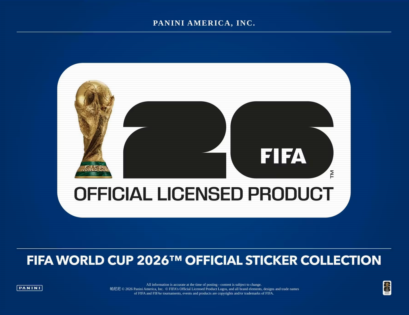 2026 Panini World Cup Soccer Stickers 25ct Box 30-Box Case