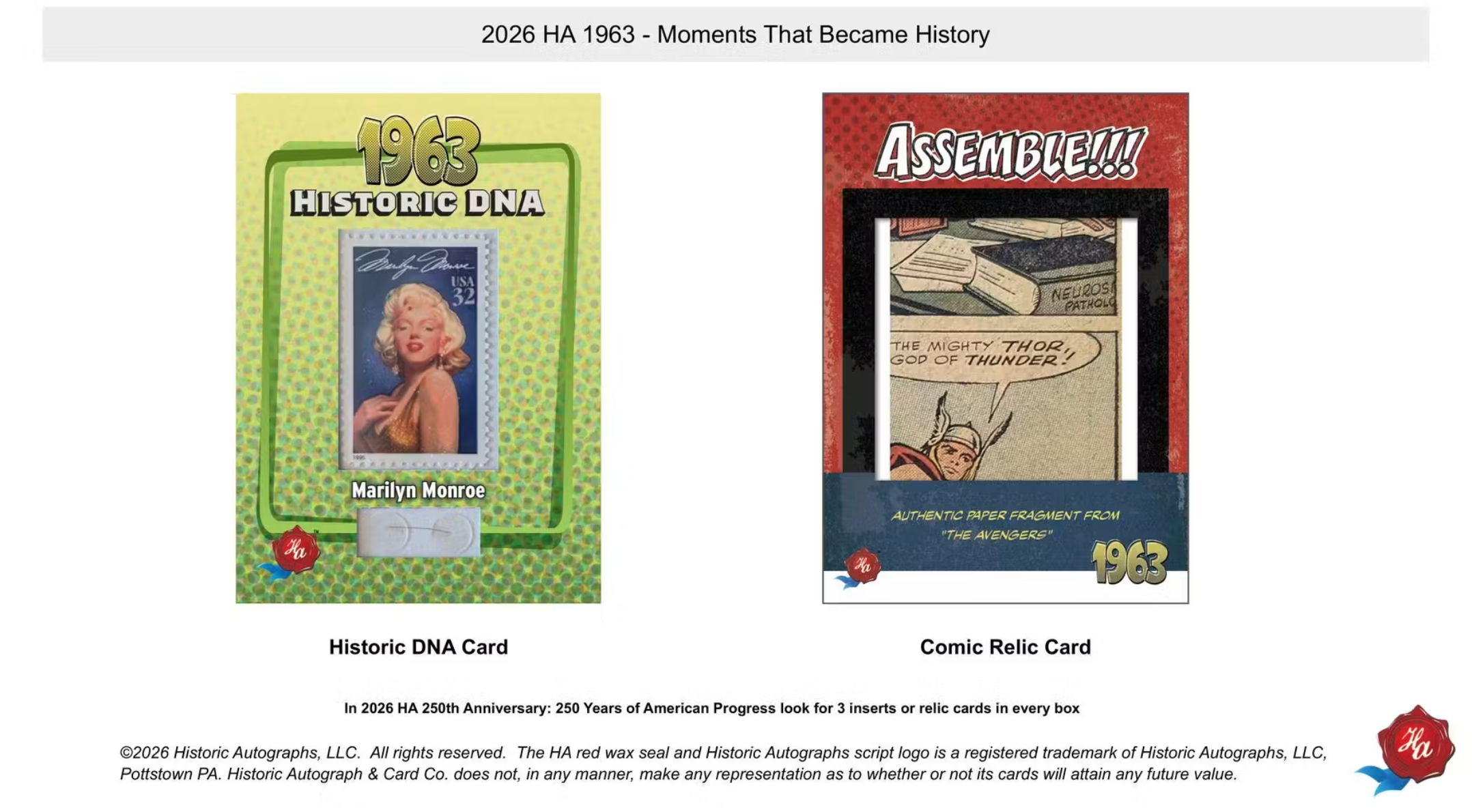 2026 Historic Autographs 1963 Moments That Became History Hobby Box