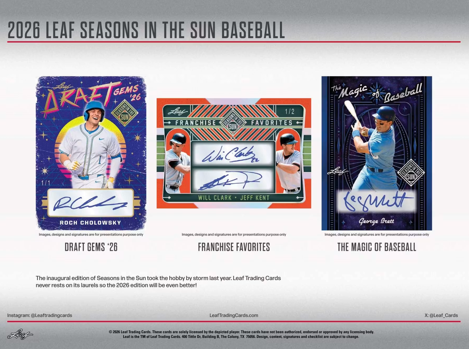 2026 Leaf Seasons in the Sun Baseball Hobby Box