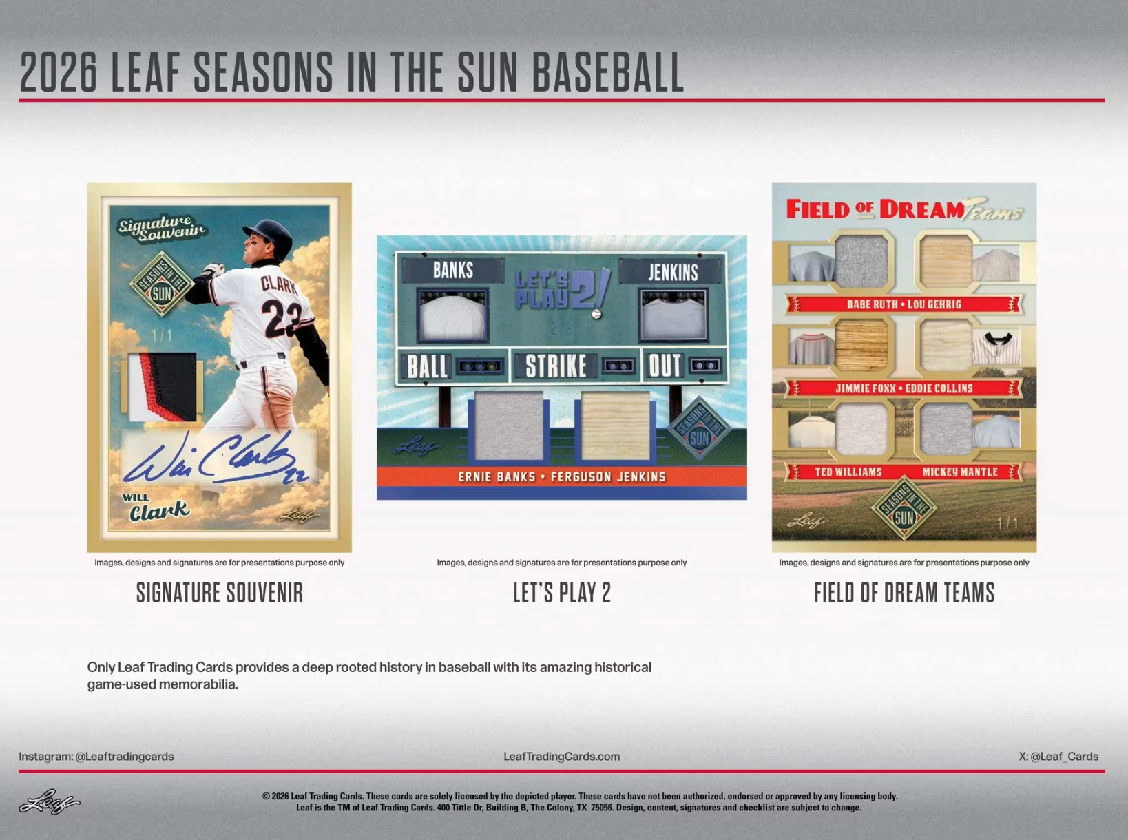 2026 Leaf Seasons in the Sun Baseball Hobby Box