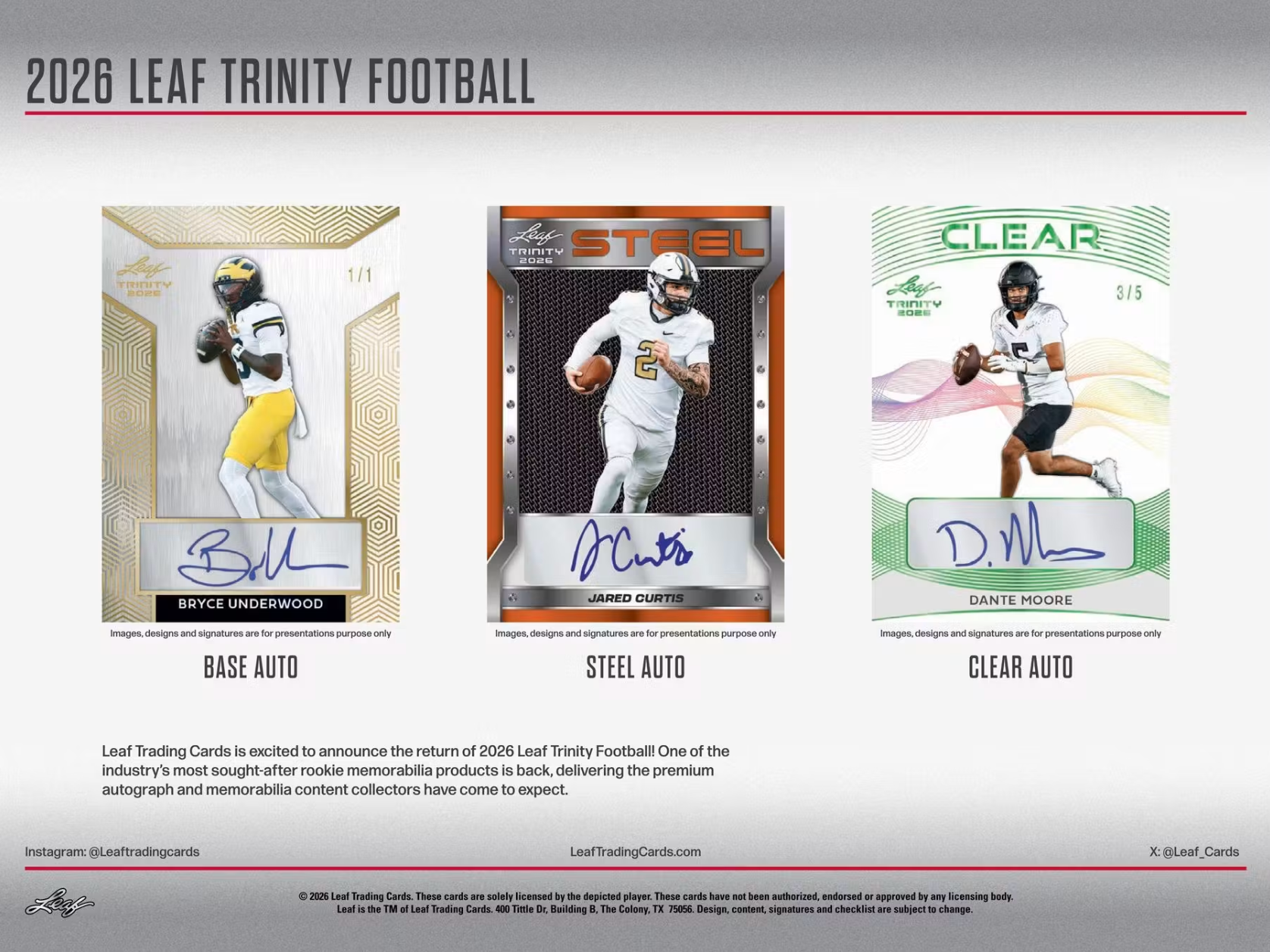 2026 Leaf Trinity Football Jumbo Box