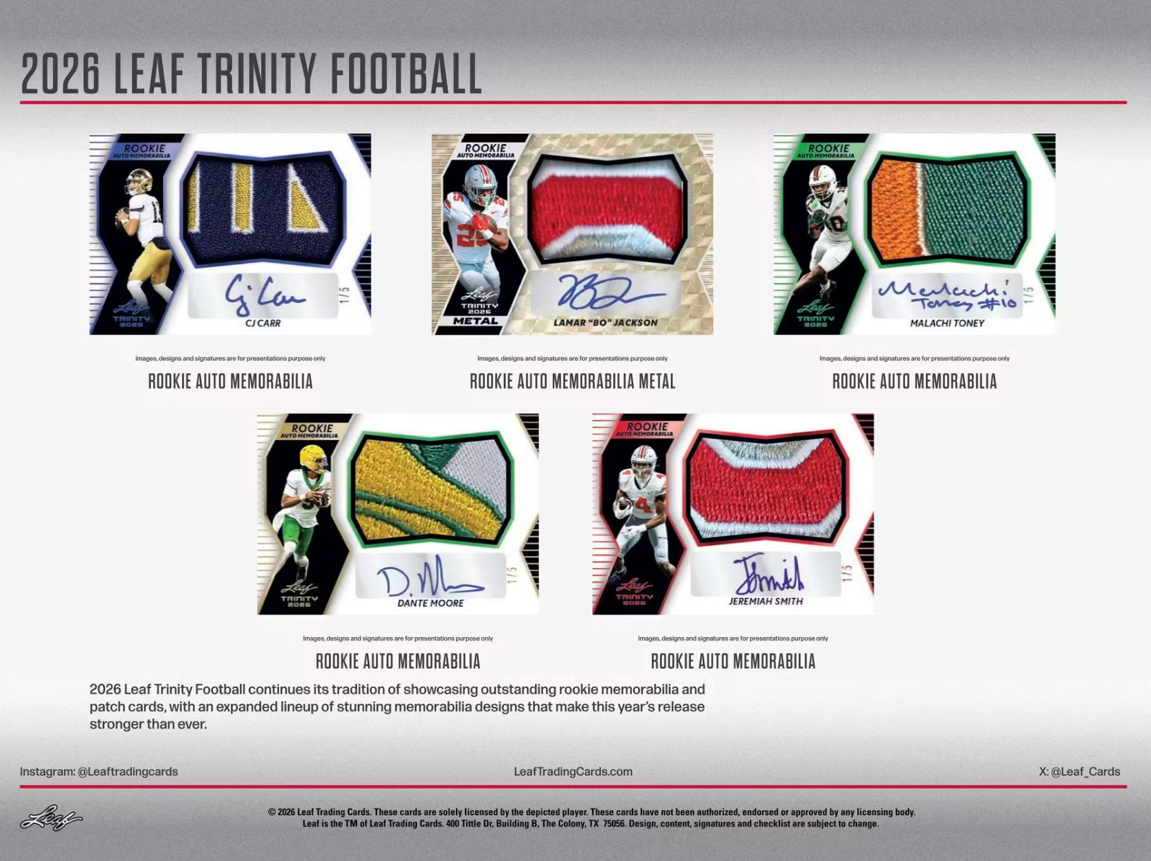 2026 Leaf Trinity Football Jumbo Box