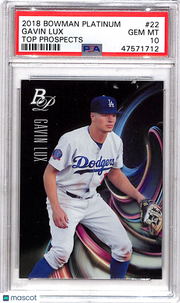 2018 Bowman Platinum Top Prospects Gavin Lux #22 PSA 10
