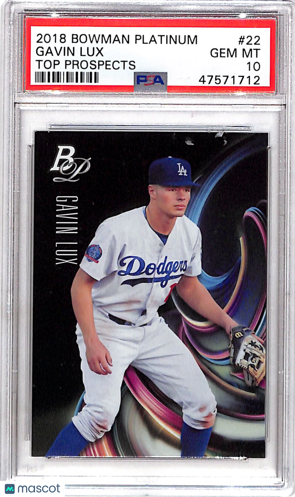 2018 Bowman Platinum Top Prospects Gavin Lux #22 PSA 10