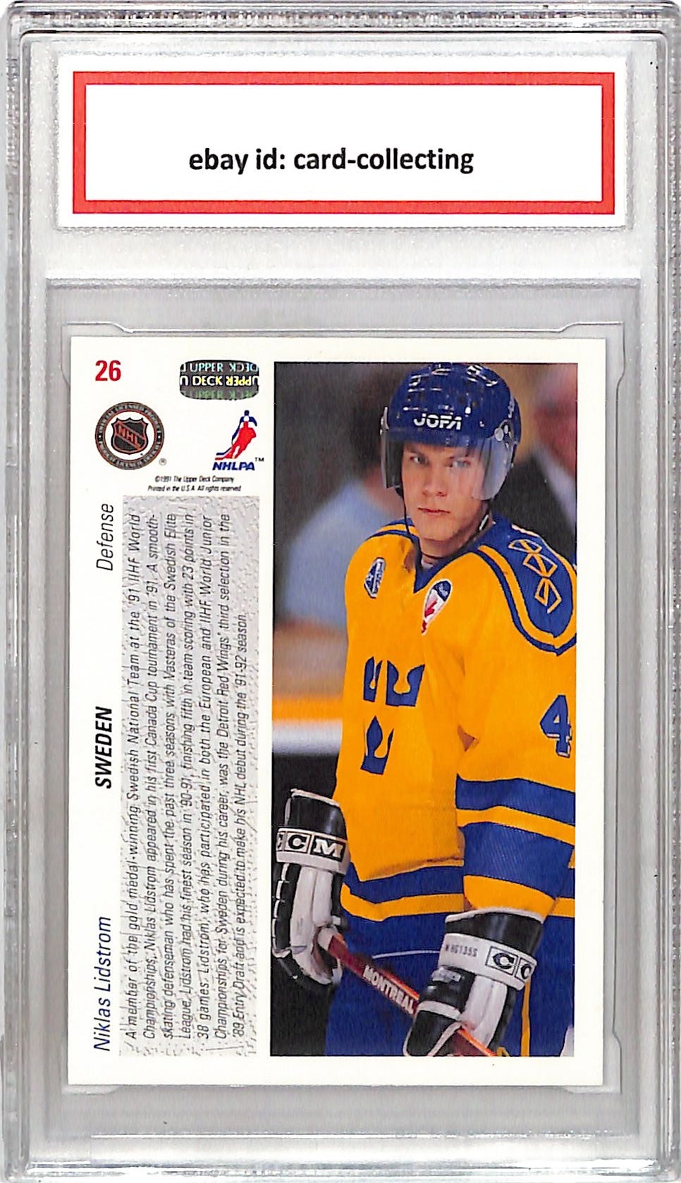 1991-92 Upper Deck Niklas Lidstrom Rookie #26 BSG 9 Sweden